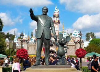 Disney Child Star Hit With Lawsuit Walt Disney, Disneyland, theme park, statue, Mickey Mouse, castle, Sleeping Beauty Castle, Partners statue