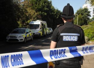 3 Young Girls Dead in Horrific Attack police, crime scene, police tape, cordon, officer, investigation, police vehicle, incident