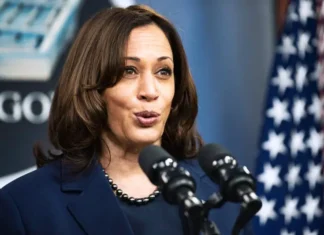Kamala Harris Made HUGE Move Nobody Anticipated Kamala Harris, Vice President, press conference, podium, microphones, American flag, White House, government official