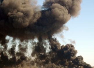 16 Dead in Fuel Tanker Crash explosion, bombing, smoke cloud, blast site, detonation, destruction, emergency scene, disaster