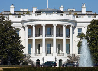 Trump Stuns With White House Remark White House, South Portico, Washington DC, presidential residence, US government, executive mansion, fountain
