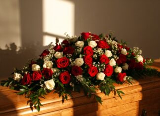 Influential Congressman Dead at 79 funeral, casket, roses, flower arrangement, memorial service, burial, ceremony, death