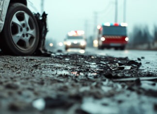5 Teenagers Dead in Wrong-Way Crash car crash, accident scene, debris, emergency vehicles, fire truck, ambulance, damaged vehicle, highway accident