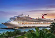 Cruise Passenger Drowns While Snorkeling Carnival cruise ship, cruise line, port, docked ship, passenger ship, tropical destination, sunset, pier