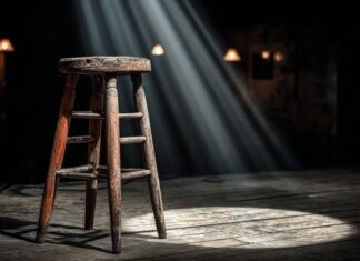 Comedy Legend Gone at 99 stage, spotlight, stool, comedy club, performance venue, theater, entertainment, nightclub