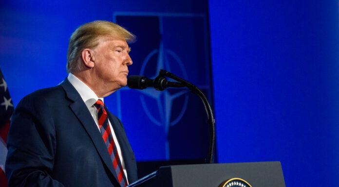Trump NATO Speech at Podium