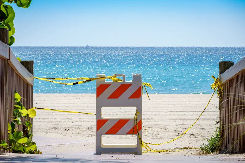 Beach Closed Barricade Sign
