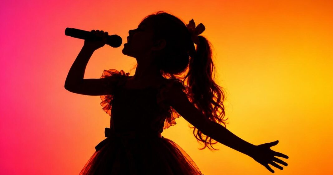 Young Girl Singing on Stage -horizontal